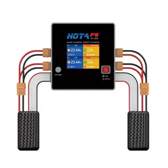 HOTA F6 QUAD-CHANNEL SMART Charger 10000W 4*15A for LiIon NiMH Battery With USB Type-C Charging DIY